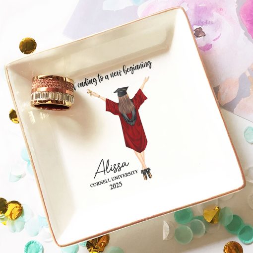 A Sweet Ending To A New Beginning - Personalized Jewelry Dish - Graduation Gift - Image 5