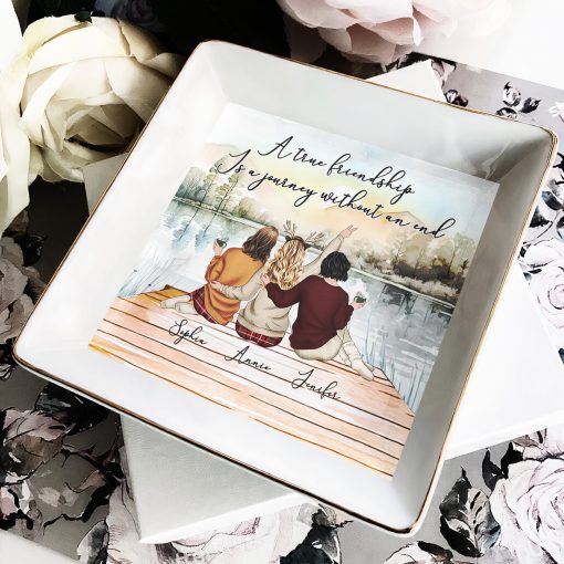 A True Friendship Is A Journey Without An End - Personalized Jewelry Dish - Image 2