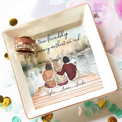 A True Friendship Is A Journey Without An End - Personalized Jewelry Dish - Image 3