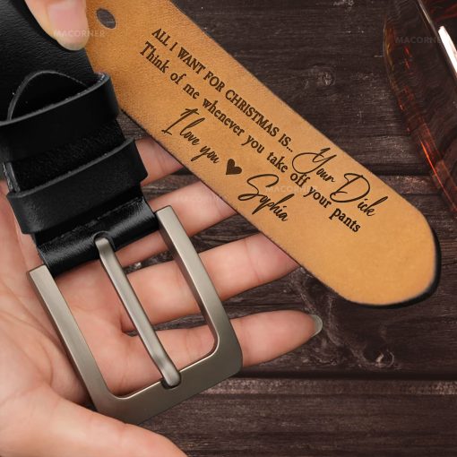 All I Want For Christmas Is - Personalized Engraved Leather Belt - Image 4