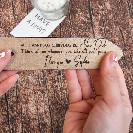 All I Want For Christmas Is - Personalized Engraved Leather Belt - Image 6