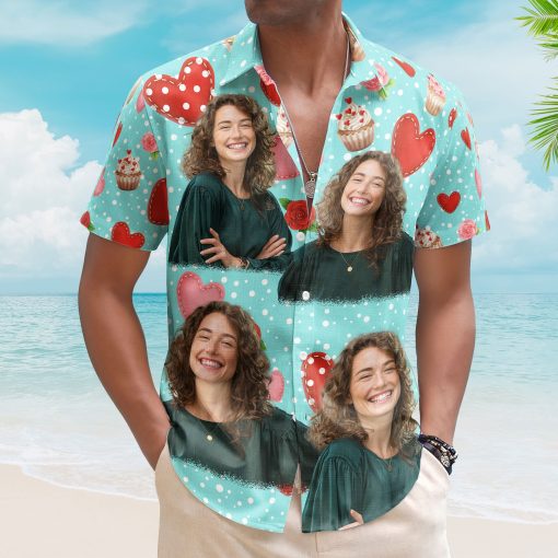 All You Need Is Love With Cupcake And Flowers - Custom Photo Hawaiian Shirts - Image 4