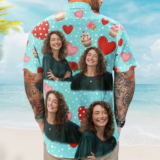 All You Need Is Love With Cupcake And Flowers - Custom Photo Hawaiian Shirts - Image 5