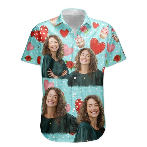 All You Need Is Love With Cupcake And Flowers - Custom Photo Hawaiian Shirts - Image 6