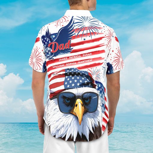 American Dad Grandpa Papa Patriotic - Personalized Back Printed Hawaiian Shirt - Image 2