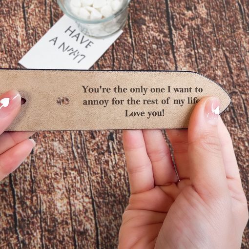 Anniversary Gift Secret Message For Him - Personalized Engraved Leather Belt - Image 3