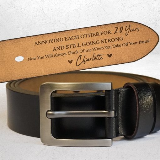 Annoying Each Other For Many Years - Personalized Engraved Leather Belt - Image 2