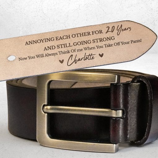Annoying Each Other For Many Years - Personalized Engraved Leather Belt - Image 3