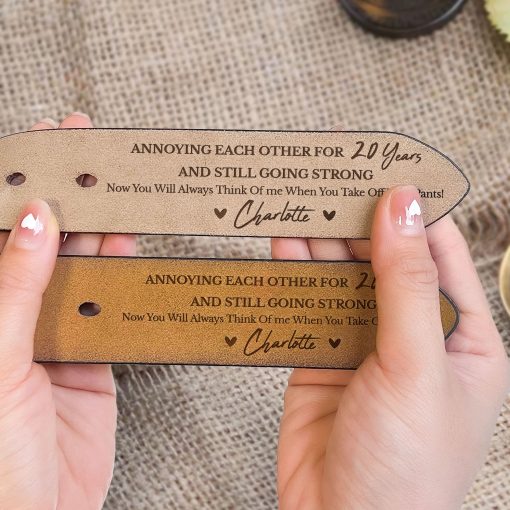 Annoying Each Other For Many Years - Personalized Engraved Leather Belt - Image 4