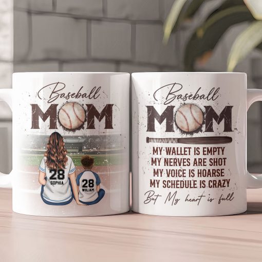 Baseball Mom But My Heart Is Full - Personalized Mug