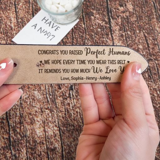 Congrats You Raised Perfect Humans - Personalized Engraved Leather Belt - Image 2