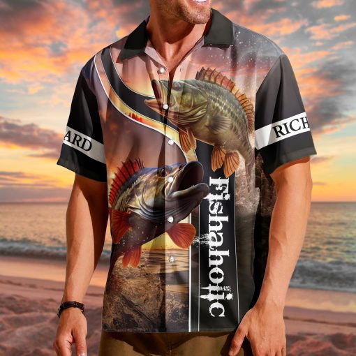 Custom Name Fishing Bass Fish Gift For Husband - Custom Hawaiian Shirt - Image 5