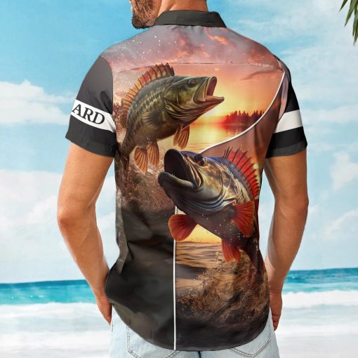 Custom Name Fishing Bass Fish Gift For Husband - Custom Hawaiian Shirt - Image 2