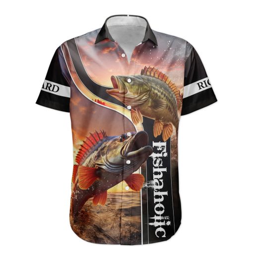 Custom Name Fishing Bass Fish Gift For Husband - Custom Hawaiian Shirt - Image 4