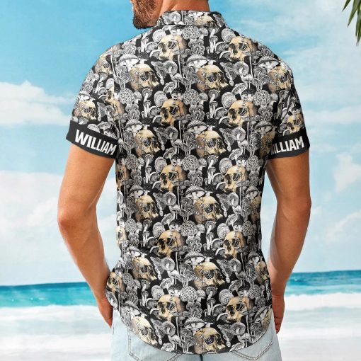 Custom Name With Magic Poisonous Mushroom And Skull - Custom Hawaiian Shirts - Image 3