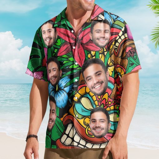 Custom Photo Funny Pet Family Friends Tiki Bar - Custom Photo Hawaiian Shirts - Image 2