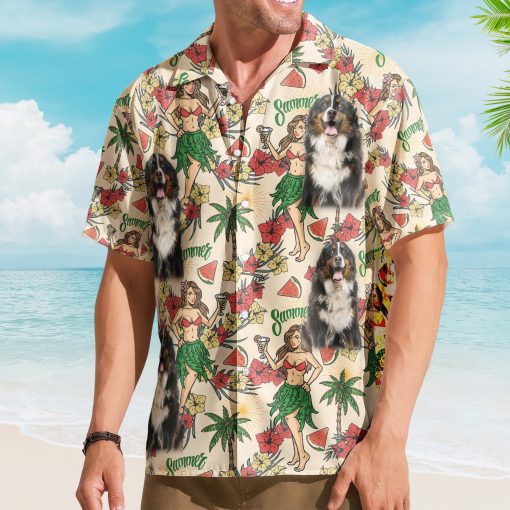 Custom Photo With Hula Girl Tropical Pattern Hawaiian Shirt - Custom Photo Hawaiian Shirts - Image 2