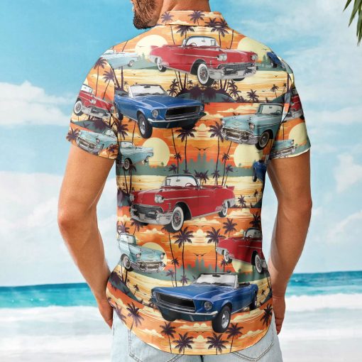 Custom Vintage Cars Photo Muscle Cars For Men, Husband - Custom Photo Hawaiian Shirt - Image 2