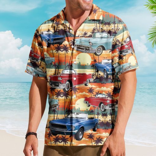 Custom Vintage Cars Photo Muscle Cars For Men, Husband - Custom Photo Hawaiian Shirt - Image 4