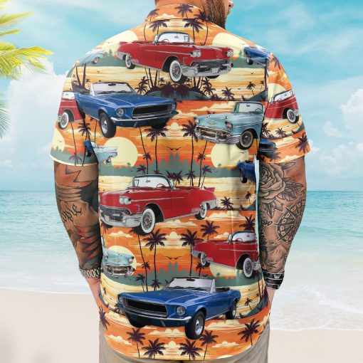 Custom Vintage Cars Photo Muscle Cars For Men, Husband - Custom Photo Hawaiian Shirt - Image 5
