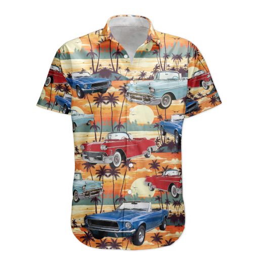 Custom Vintage Cars Photo Muscle Cars For Men, Husband - Custom Photo Hawaiian Shirt - Image 6