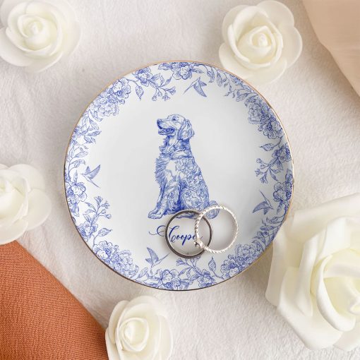 Dog Custom Breeds Chinoiserie Toile De Jouy - Personalized Jewelry Dish - Image 3