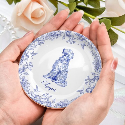 Dog Custom Breeds Chinoiserie Toile De Jouy - Personalized Jewelry Dish - Image 4