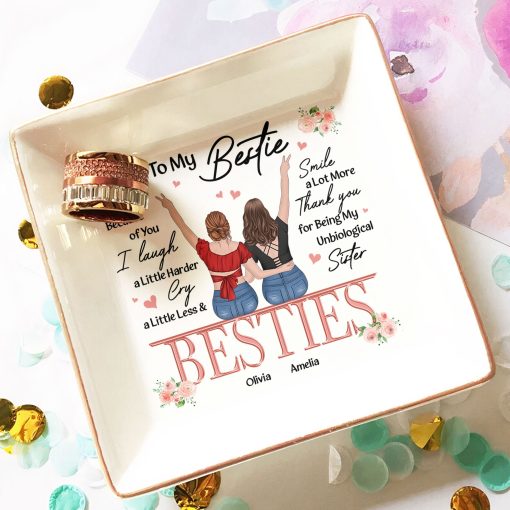 Friendship Thank You I Laugh More Cry Less - Personalized Jewelry Dish - Image 3