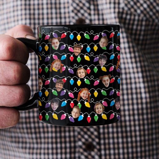 Funny Custom Big Face Christmas Lights - Personalized Photo Mug - Image 2