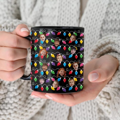 Funny Custom Big Face Christmas Lights - Personalized Photo Mug - Image 4