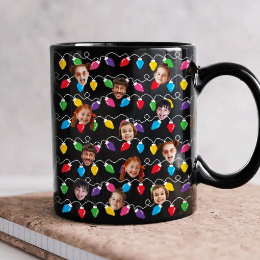 Funny Custom Big Face Christmas Lights - Personalized Photo Mug - Image 5