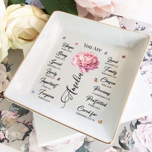 God Says You Are Custom Birth Flower - Personalized Jewelry Dish - Image 2