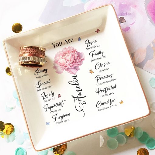 God Says You Are Custom Birth Flower - Personalized Jewelry Dish - Image 3