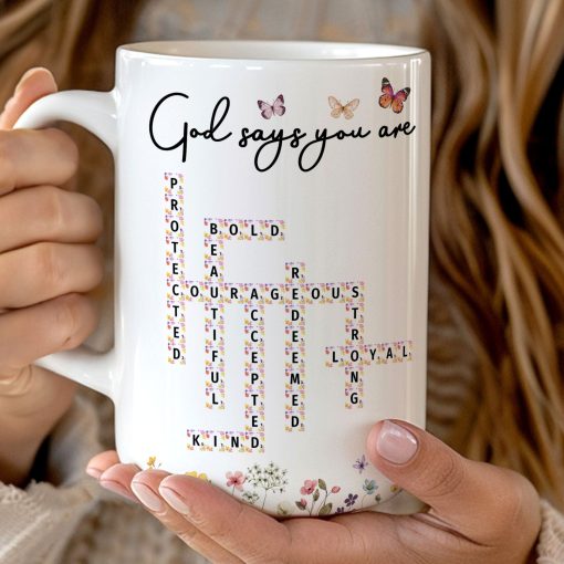 God Says You Are Scrabble Affirmation Words - Personalized Mug - Image 2