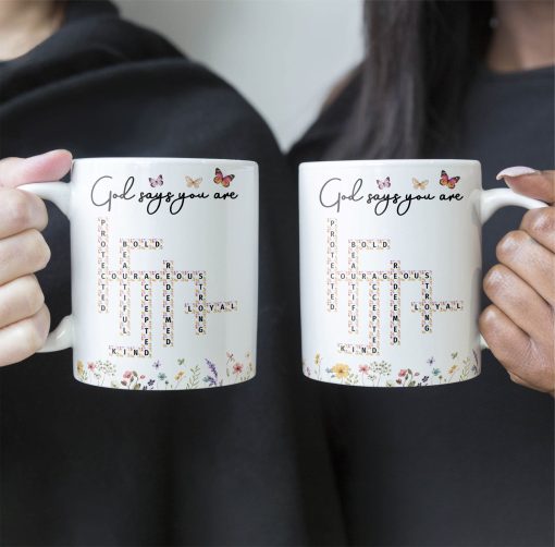 God Says You Are Scrabble Affirmation Words - Personalized Mug - Image 4