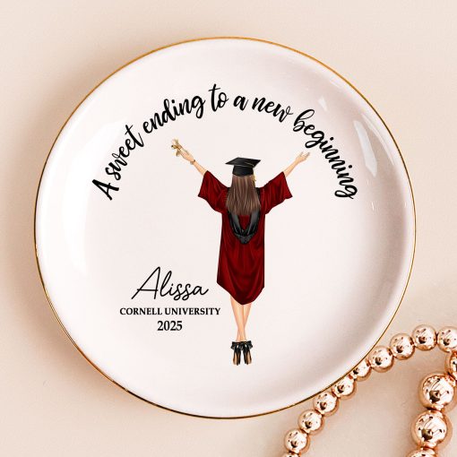 A Sweet Ending To A New Beginning - Personalized Jewelry Dish - Graduation Gift - Image 2