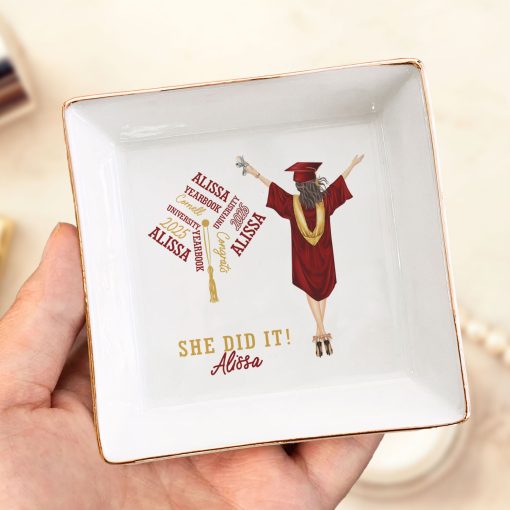 Graduation Gift She Did It - Personalized Jewelry Dish - Image 2