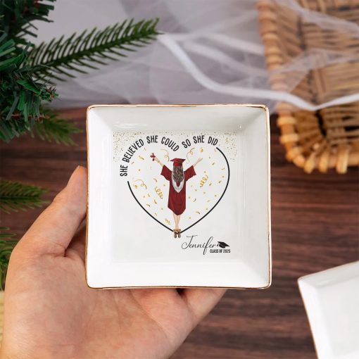 Graduation Gifts She Believed She Could So She Did - Personalized Jewelry Dish - Image 2