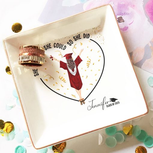 Graduation Gifts She Believed She Could So She Did - Personalized Jewelry Dish - Image 3