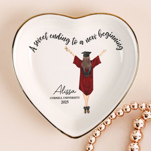 A Sweet Ending To A New Beginning - Personalized Jewelry Dish - Graduation Gift - Image 3