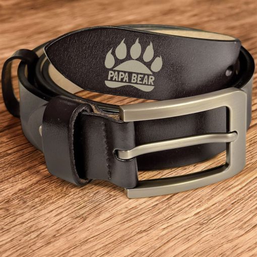 Grandpa Bear Papa Bear Daddy Bear Father's Day - Personalized Engraved Leather Belt - Image 2