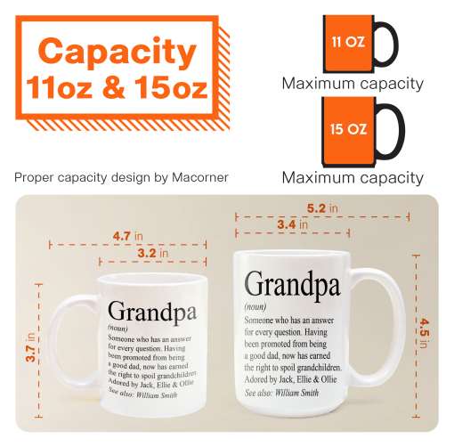 Grandpa, Grandad, Papa Definition - Personalized Accent Mug - Image 6