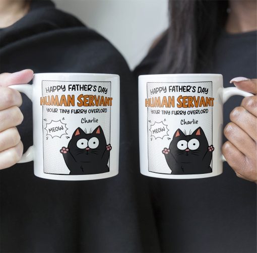 Happy Father's Day Human Servant - Personalized Mug for Cat Dad - Image 2