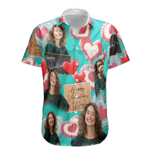 Happy Valentine's Day  - Personalized Photo Hawaiian Shirt - Image 2