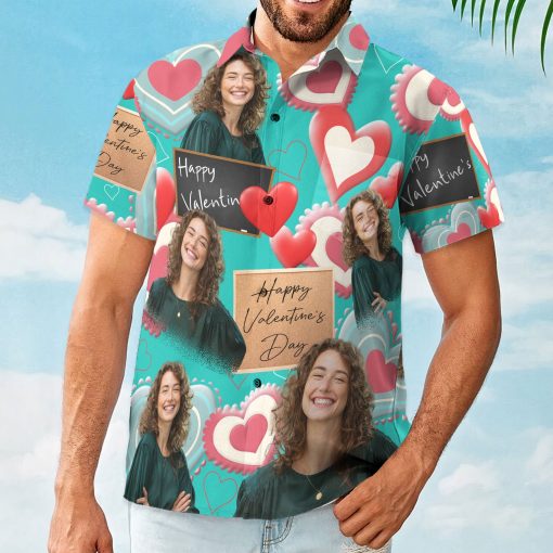 Happy Valentine's Day  - Personalized Photo Hawaiian Shirt - Image 4