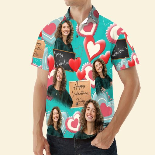 Happy Valentine's Day  - Personalized Photo Hawaiian Shirt - Image 5