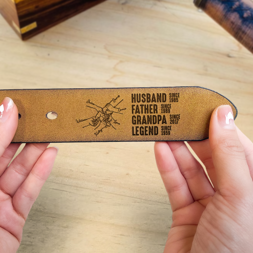 Husband Father Legend - Personalized Engraved Leather Belt - Image 3