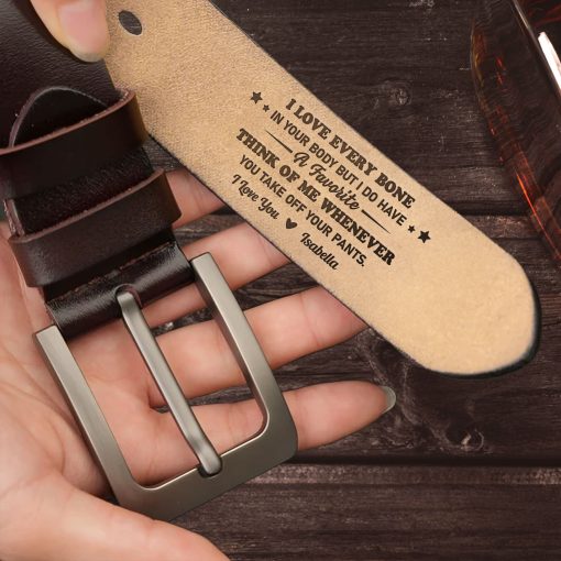 I Love Every Bone In Your Body - Personalized Engraved Leather Belt - Image 3