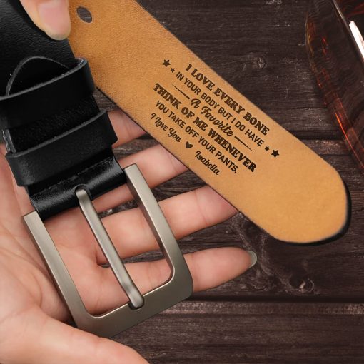 I Love Every Bone In Your Body - Personalized Engraved Leather Belt - Image 6