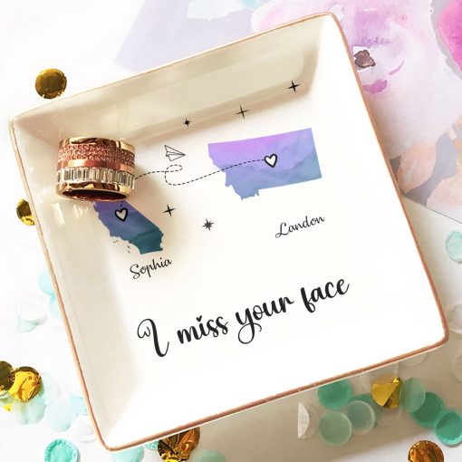 I Miss Your Face - Custom Multiple States - Personalized Jewelry Dish - Image 3